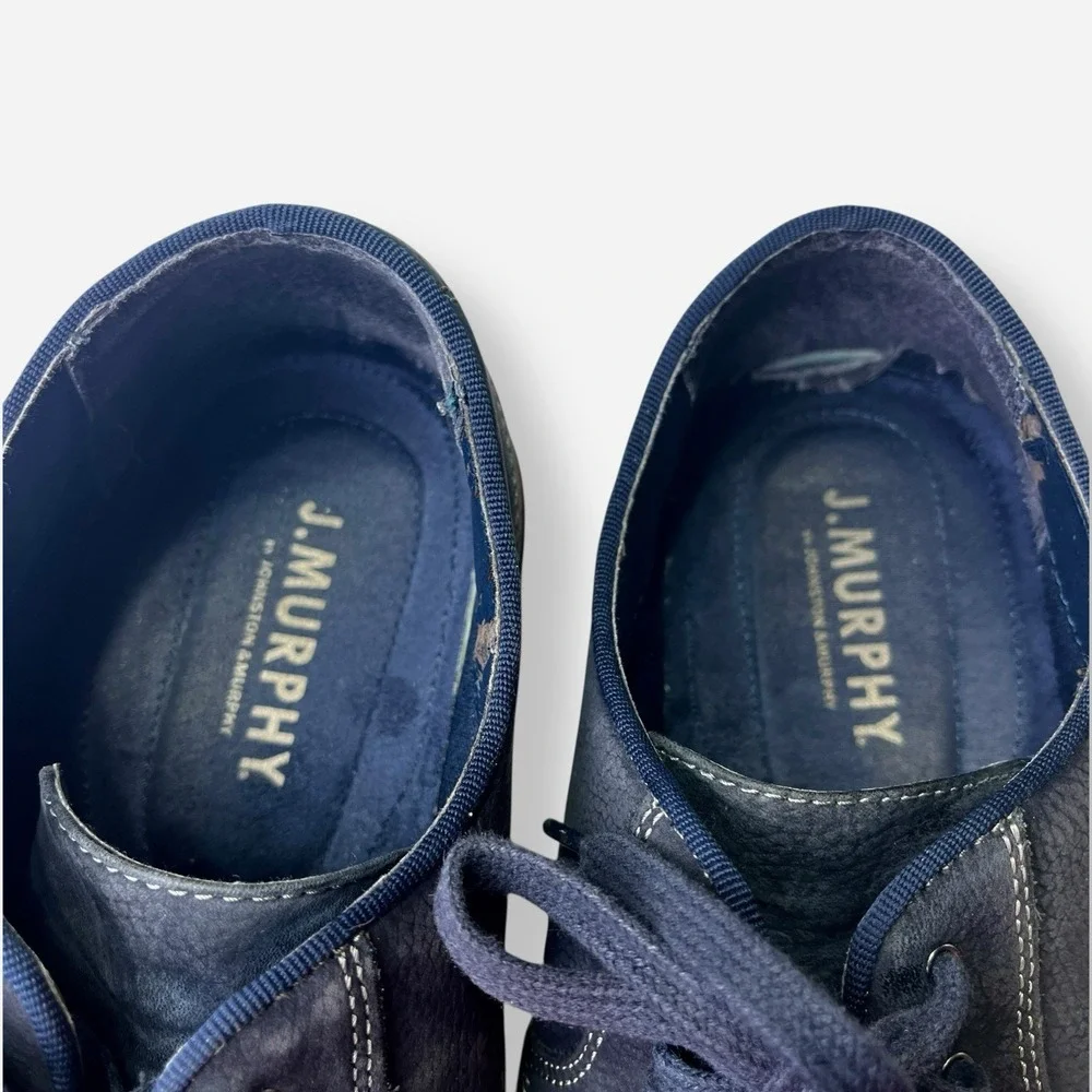 Johnston & Murphy Wingtip Oxford Dress Shoes Mens 10.5 Blue Nubuck Leather 10869